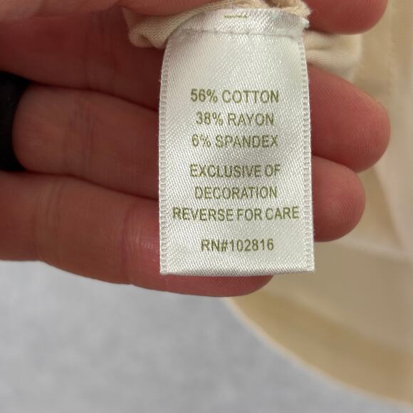 Garnet Hill Shirt Small Cream Ivory Ruffle Tuxedo Jersey Stretch Basic Neutral - Picture 9 of 10